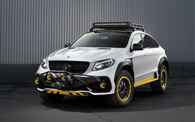 Mercedes-Benz GLE Coupe, TopCar, 4k, front view, GLE Coupe tuning, white GLE Coupe, german cars, Mercedes-Benz