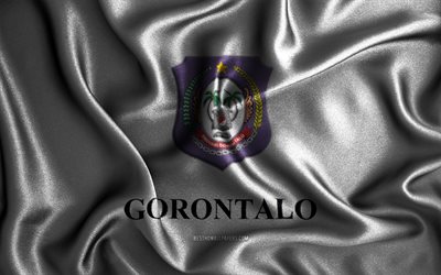 Gorontalo flag, 4k, silk wavy flags, indonesian provinces, Day of Gorontalo, fabric flags, Flag of Gorontalo, 3D art, Gorontalo, Asia, Provinces of Indonesia, Gorontalo 3D flag, Indonesia