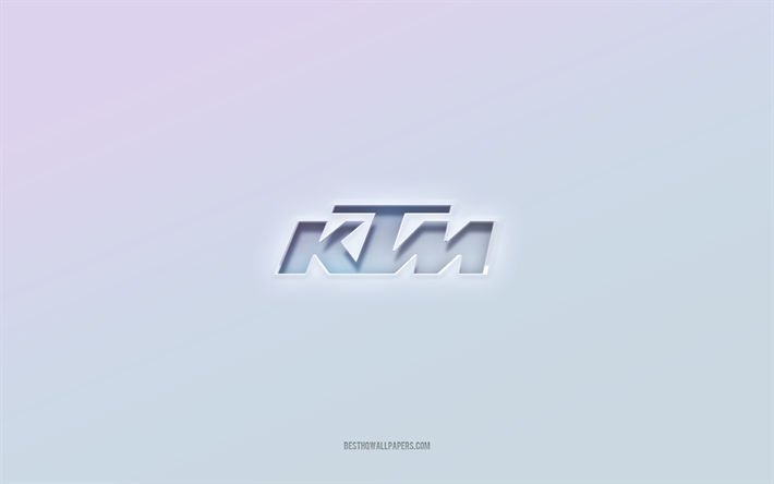 ktm-logo, ausgeschnittener 3d-text, wei&#223;er hintergrund, ktm-3d-logo, ktm-emblem, ktm, gepr&#228;gtes logo, ktm-3d-emblem