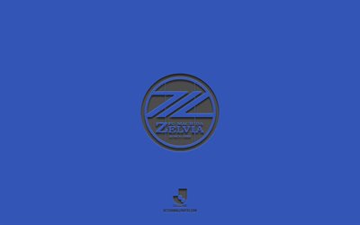 FC Machida Zelvia, blue background, Japanese football team, FC Machida Zelvia emblem, J2 League, Japan, football, FC Machida Zelvia logo