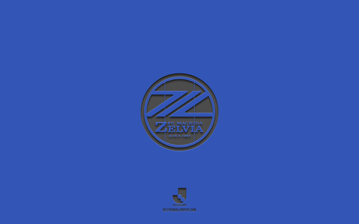 FC Machida Zelvia, blue background, Japanese football team, FC Machida Zelvia emblem, J2 League, Japan, football, FC Machida Zelvia logo