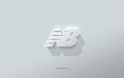 logo new balance, sfondo bianco, logo new balance 3d, arte 3d, new balance, emblema 3d new balance