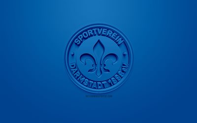 SV Darmstadt 98, creativo logo 3D, sfondo blu, emblema 3d, club di calcio tedesco, la Bundesliga 2, Darmstadt, Germania, 3d, arte, calcio, elegante logo 3d