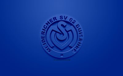 MSV Duisburg, creative 3D logo, blue background, 3d emblem, German football club, Bundesliga 2, Duisburg, Germany, 3d art, football, stylish 3d logo, Duisburg FC