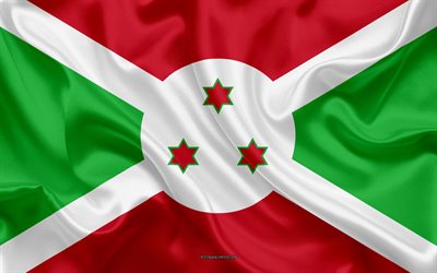 Bandera de Burundi, 4k, de seda, de textura, de la bandera de Burundi, s&#237;mbolo nacional, la bandera, la seda, Burundi