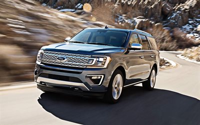 Ford Expedition, 2019, front view, luxury big SUV, new gray Expedition, american cars, Ford
