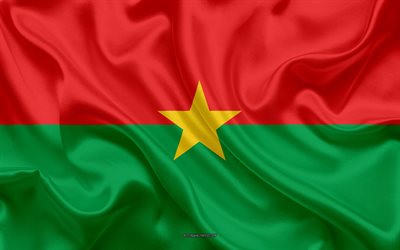 Flag of Burkina Faso, 4k, silk texture, Burkina Faso flag, national symbol, silk flag, Burkina Faso