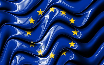 European Union flag, 4k, Europe, national symbols, Flag of European Union, 3D art, European Union, European countries, European Union 3D flag