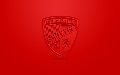 FC Ingolstadt 04 ja, luova 3D logo, punainen tausta, 3d-tunnus, Saksalainen jalkapalloseura, Bundesliga 2, Ingolstadt, Saksa, 3d art, jalkapallo, tyylik&#228;s 3d logo