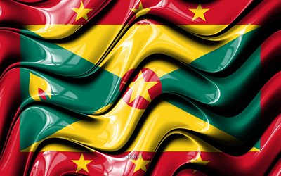 Grenadas flagga, 4k, Nordamerika, nationella symboler, Flagga Sverige, 3D-konst, Grenada, Nordamerikanska l&#228;nder, Grenada 3D-flagga