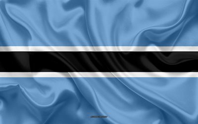 Flaggan i Botswana, 4k, siden konsistens, Botswanas flagga, nationell symbol, silk flag, Botswana, Afrika, flaggor i Afrikanska l&#228;nder