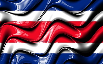 Costa Rican flag, 4k, North America, national symbols, Flag of Costa Rica, 3D art, Costa Rica, North American countries, Costa Rica 3D flag