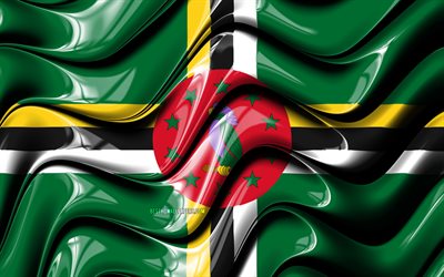 Dominican flag, 4k, North America, national symbols, Flag of Dominica, 3D art, Dominica, North American countries, Dominica 3D flag