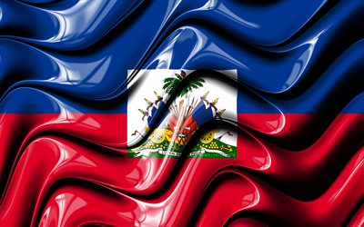 Bandiera di haiti, 4k, Nord America, simboli nazionali, Bandiera di Haiti, 3D arte, Haiti, paesi del Nord america, Haiti 3D bandiera