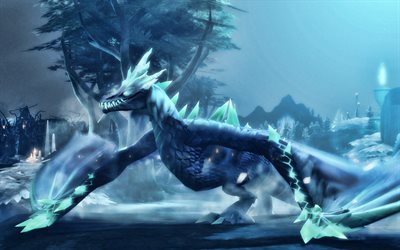 Winter Wyvern, 4k, blue dragon, Dota 2, hirvi&#246;, kuvitus, Dota2, Winter Wyvern Dota