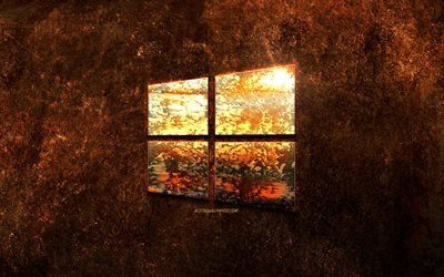 10 Windows, logo, yaratıcı sanat, altın metal logo, Windows, amblem, yaratıcı arka plan, metal doku