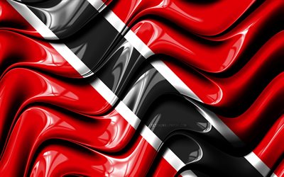 Trinidad ve Tobago bayrağı, 4k, Kuzey Amerika, ulusal semboller, Trinidad ve Tobago Bayrak, 3D sanat, Trinidad ve Tobago, Kuzey Amerika &#252;lkeleri, Trinidad ve Tobago Bayrak 3D
