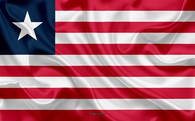 Flag of Liberia, 4k, silk texture, Liberia flag, national symbol, silk flag, Liberia, Africa, flags of African countries