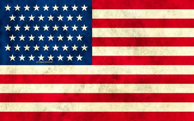 Amerikanska flaggan, retro stil, grunge, USA flagga, nationell symbol, USA