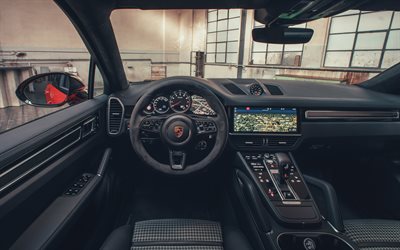 Porsche Cayenne Turbo Coup&#233;, 2019, interno, vista interna, nuova Cayenne, sport crossover, auto tedesche, Porsche
