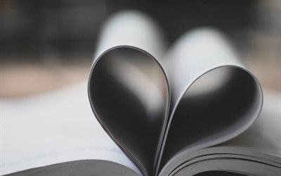 القلب من صفحات الكتاب, الحب المفاهيم, الكتاب, ورقة القلب, حب قراءة الكتب المفاهيم