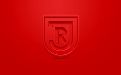 SSV Jahn Regensburg, kreativa 3D-logotyp, r&#246;d bakgrund, 3d-emblem, Tysk fotboll club, Bundesliga 2, Regensburg, Tyskland, 3d-konst, fotboll, snygg 3d-logo