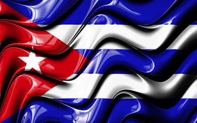 Bandera cubana, 4k, Am&#233;rica del Norte, los s&#237;mbolos nacionales, la Bandera de Cuba, arte 3D, M&#233;xico, pa&#237;ses de Am&#233;rica del Norte, Cuba 3D de la bandera