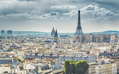 Eiffeltornet, Paris, Landm&#228;rke, Frankrike, urban panorama, sommar, vacker stad, huvudstaden i Frankrike