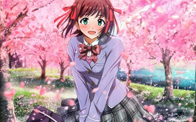 Amami Haruka, artwork, redhead girl, The Idolmaster Cinderella Girls, spring, manga, Idolmaster