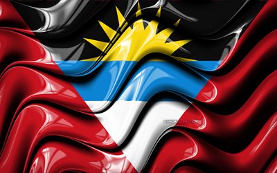 Antigua ja Barbudan lipun alla, 4k, Pohjois-Amerikassa, kansalliset symbolit, Lippuvaltio on Antigua ja Barbuda, 3D art, Antigua ja Barbuda, Pohjois-Amerikan maissa, Antigua ja Barbuda 3D flag