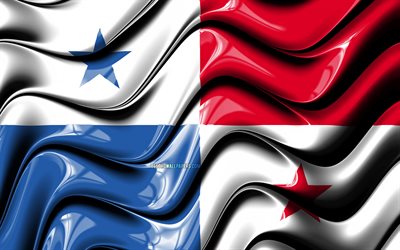 Panamanian flag, 4k, North America, national symbols, Flag of Panama, 3D art, Panama, North American countries, Panama 3D flag