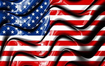 USA flag, 4k, North America, national symbols, Flag of USA, 3D art, United States of America, USA, United States flag, North American countries, USA 3D flag, american flag