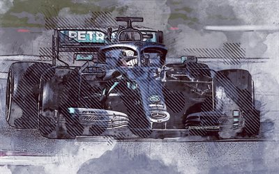 Lewis Hamilton, Mercedes-AMG Petronas Motorsport, Formel 1, Mercedes AMG F1 W10 EQ Effekt, grunge konst, kreativ konst, F1, Mercedes, Brittisk racerf&#246;rare