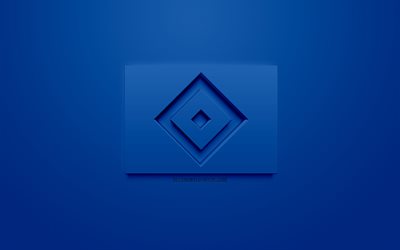 El Hamburger SV, creativo logo en 3D, fondo azul, emblema 3d, club de f&#250;tbol alem&#225;n, de la Bundesliga 2, Hamburgo, Alemania, arte 3d, f&#250;tbol, elegante logo en 3d