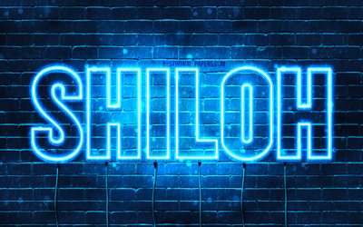 Shiloh, 4k, wallpapers with names, horizontal text, Shiloh name, blue neon lights, picture with Shiloh name