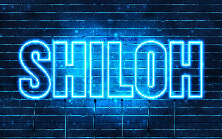 Shiloh, 4k, adları Shiloh adı ile, yatay metin, Shiloh adı, mavi neon ışıkları, resimli duvar kağıtları