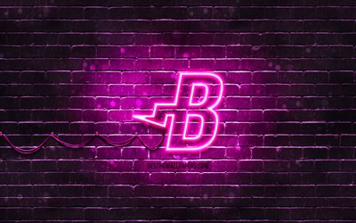 Burstcoin mor logo, 4k, mor brickwall, Burstcoin logo, cryptocurrency, Burstcoin neon logo, cryptocurrency işaretler, Burstcoin