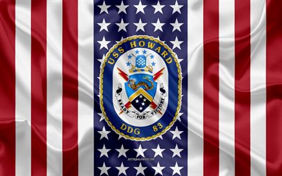 uss howard emblem, ddg-83, american flag, us-navy, usa, uss howard abzeichen, us-kriegsschiff, wappen der uss howard
