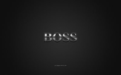 Hugo Boss logo, metal emblem, apparel brand, black carbon texture, global apparel brands, Hugo Boss, fashion concept, Hugo Boss emblem