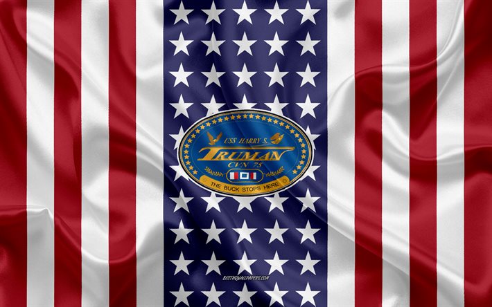 USS Harry S Truman Emblem, CVN-75, American Flag, US Navy, USA, USS Harry S Truman Badge, US warship, Emblem of the USS Harry S Truman