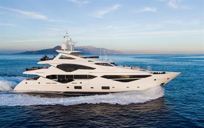 luxury yacht vit, havet, Medelhavet, Italien, b&#229;tar, seascape, v&#229;gor