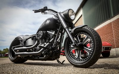 Harley-Davidson, chopper, custom motorcycle, black matte motorcycle, Harley-Davidson 103, american motorcycles