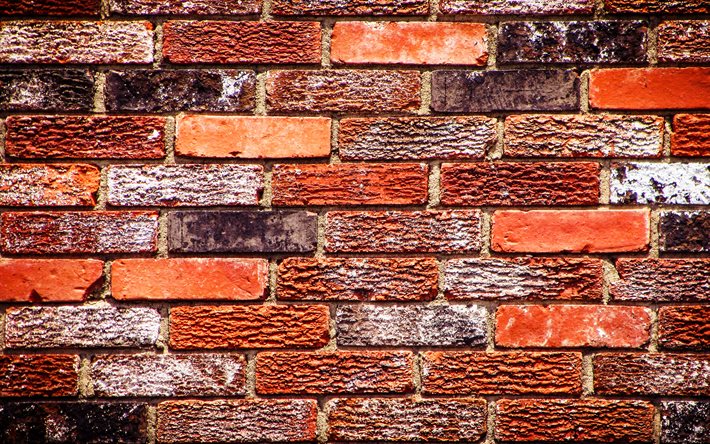 laranja brickwall, 4k, macro, laranja tijolos, tijolos texturas, laranja tijolos na parede, tijolos, parede, laranja tijolos de fundo, pedra laranja de fundo