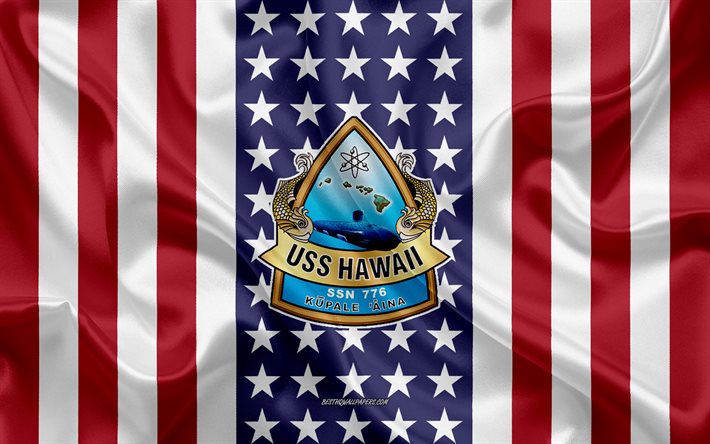 USS Hawaii Tunnus, SSN-776, Amerikan Lippu, YHDYSVALTAIN Laivaston, USA, USS Hawaii Rintanappi, YHDYSVALTAIN sotalaiva, Tunnus USS Hawaii