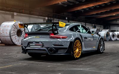 2020, Porsche 911 GT2 RS, Edo Competition, bakifr&#229;n, gr&#229; sport coupe, exteri&#246;r, tuning 911, tyska sportbilar, Porsche