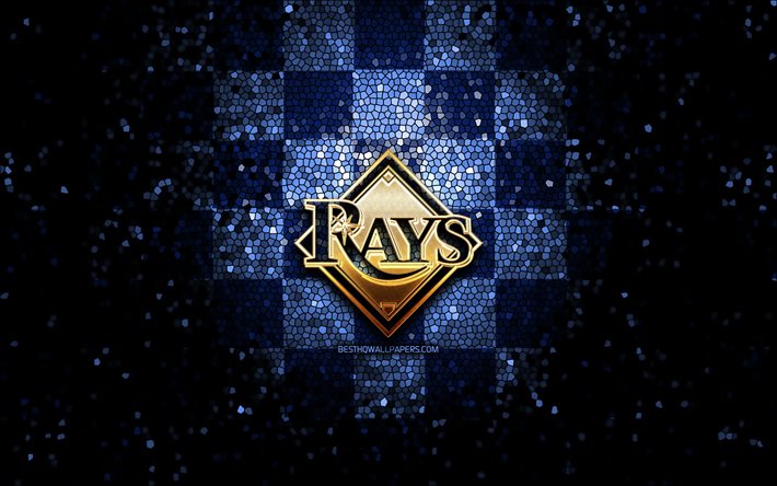 Download wallpapers Tampa Bay Rays, glitter logo, MLB, blue checkered