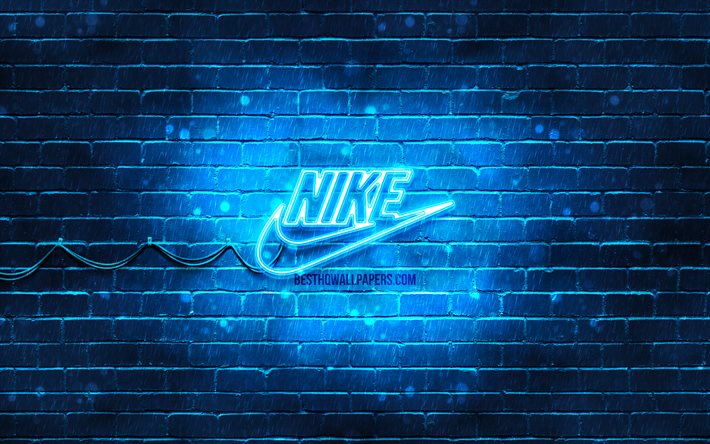 Scarica Sfondi Nike Logo Blu 4k Blu Brickwall Nike Logo Brand