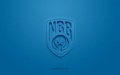 new basket brindisi, kreatives 3d-logo, blauer hintergrund, lba, 3d-emblem, italienischer basketballclub, lega basket serie a, brindisi, italien, 3d-kunst, basketball, 3d-logo von new basket brindisi