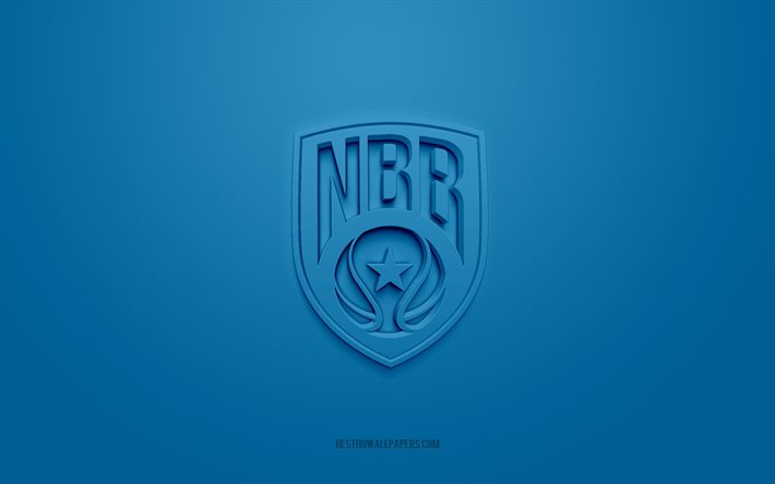 New Basket Brindisi, logo 3D creativo, sfondo blu, LBA, emblema 3d, club di basket italiano, Lega Basket Serie A, Brindisi, Italia, arte 3d, basket, logo 3d New Basket Brindisi