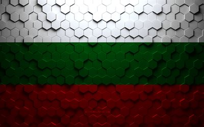 Bandiera della Bulgaria, arte a nido d&#39;ape, bandiera di esagoni di Bulgaria, Bulgaria, arte di esagoni 3d, bandiera della Bulgaria